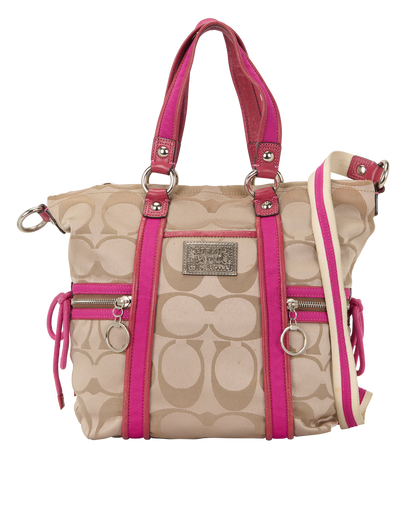 Poppy Shimmer Tote, &pound;40, Handbags, Beige/Pink, Canvas, Front view